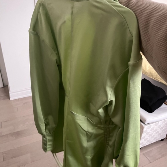 Danielle Guizio Ruched Shirt Dress in green (S) - Picture 5 of 7